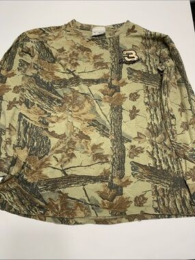 Camo Long-Sleeve Tee with Number 3 Patch - Green/Brown